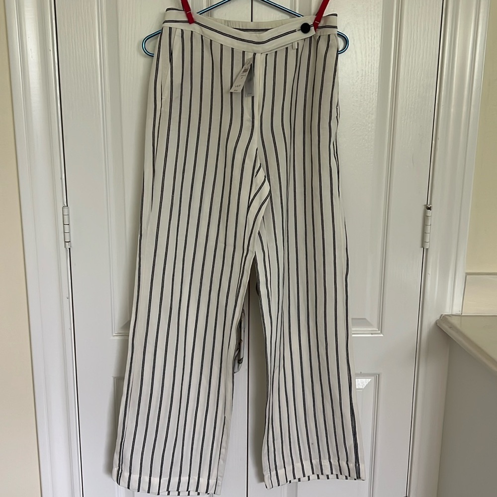 J JILL striped linen blend pants